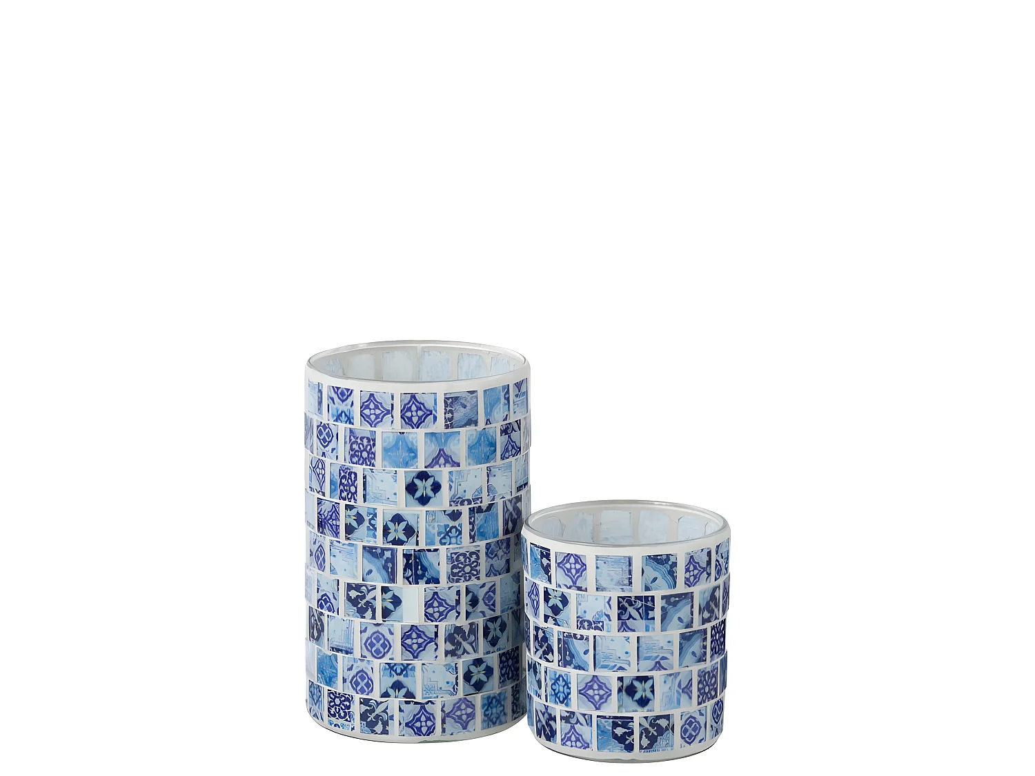 Photophore en verre bleu 9.3x9.3x9.3 cm