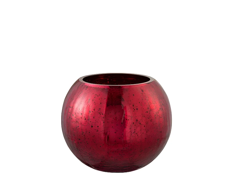 Portacandela in vetro rosso 20x20x15.5 cm