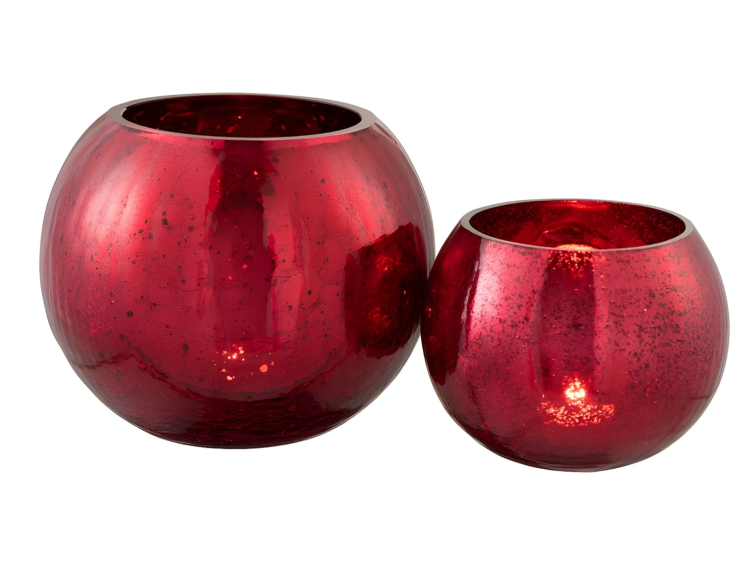 Portacandela in vetro rosso 20x20x15.5 cm