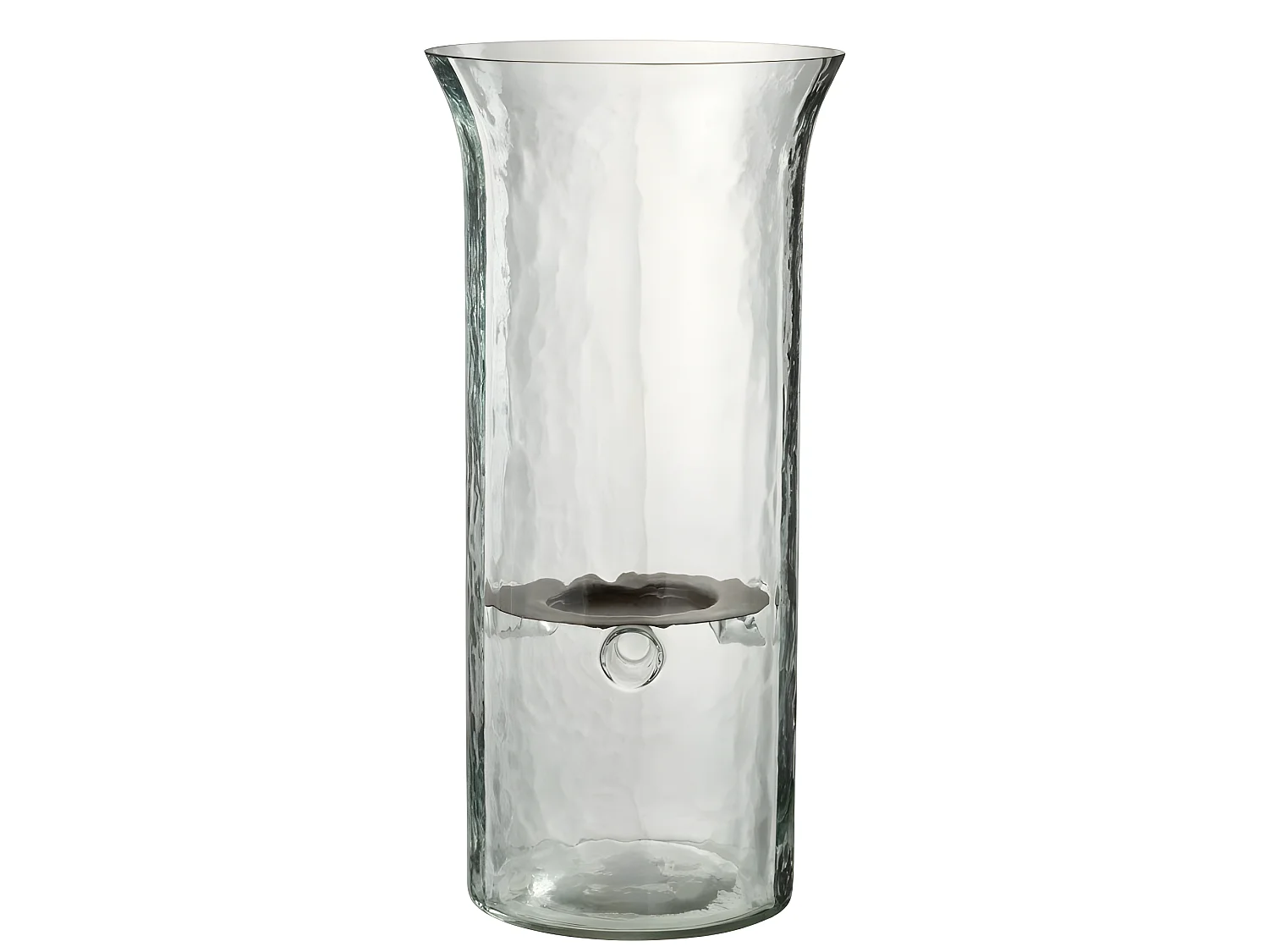 Bougeoir plat en verre transparent 19x19x40 cm
