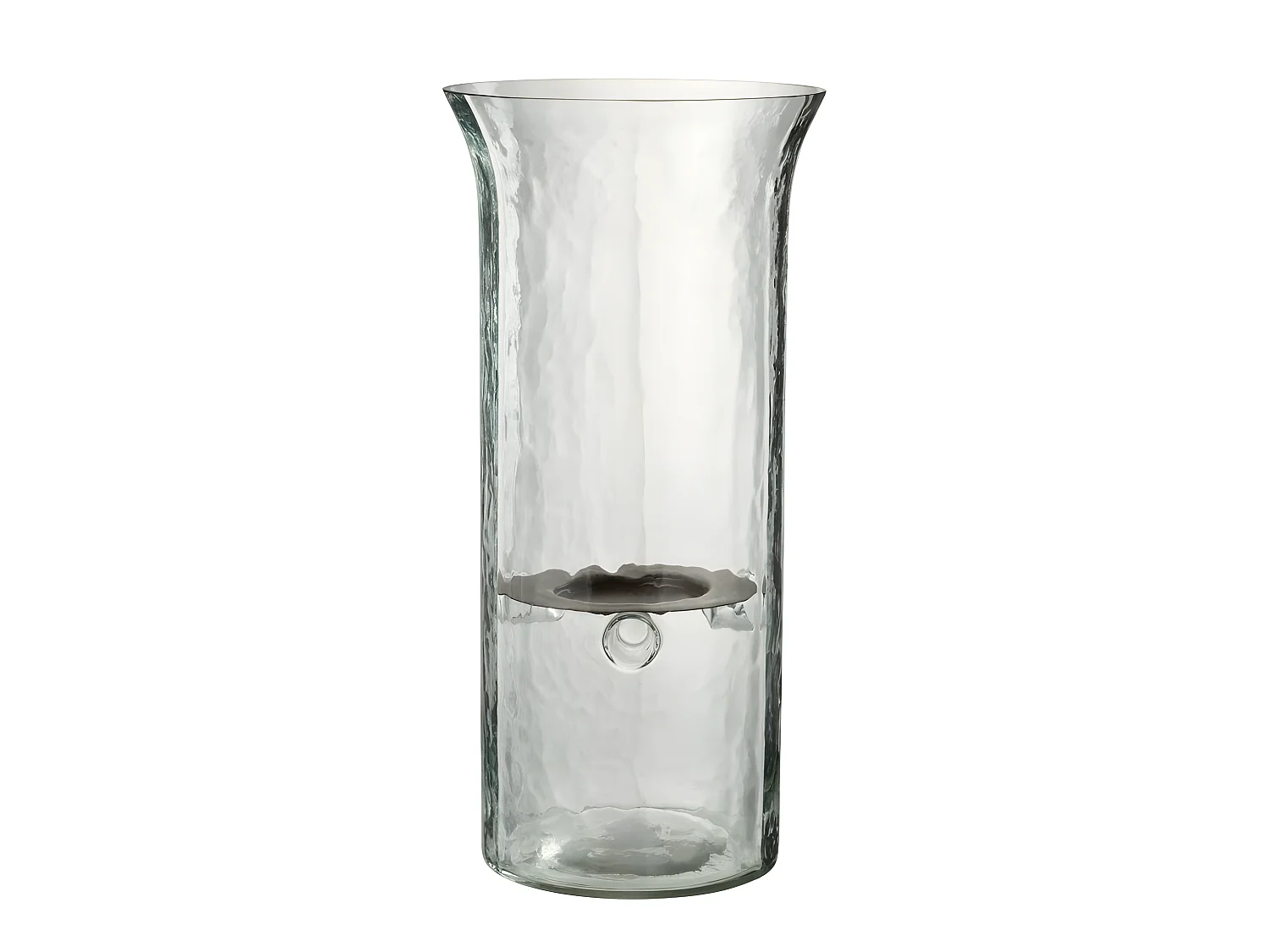Bougeoir plat en verre transparent 19x19x40 cm
