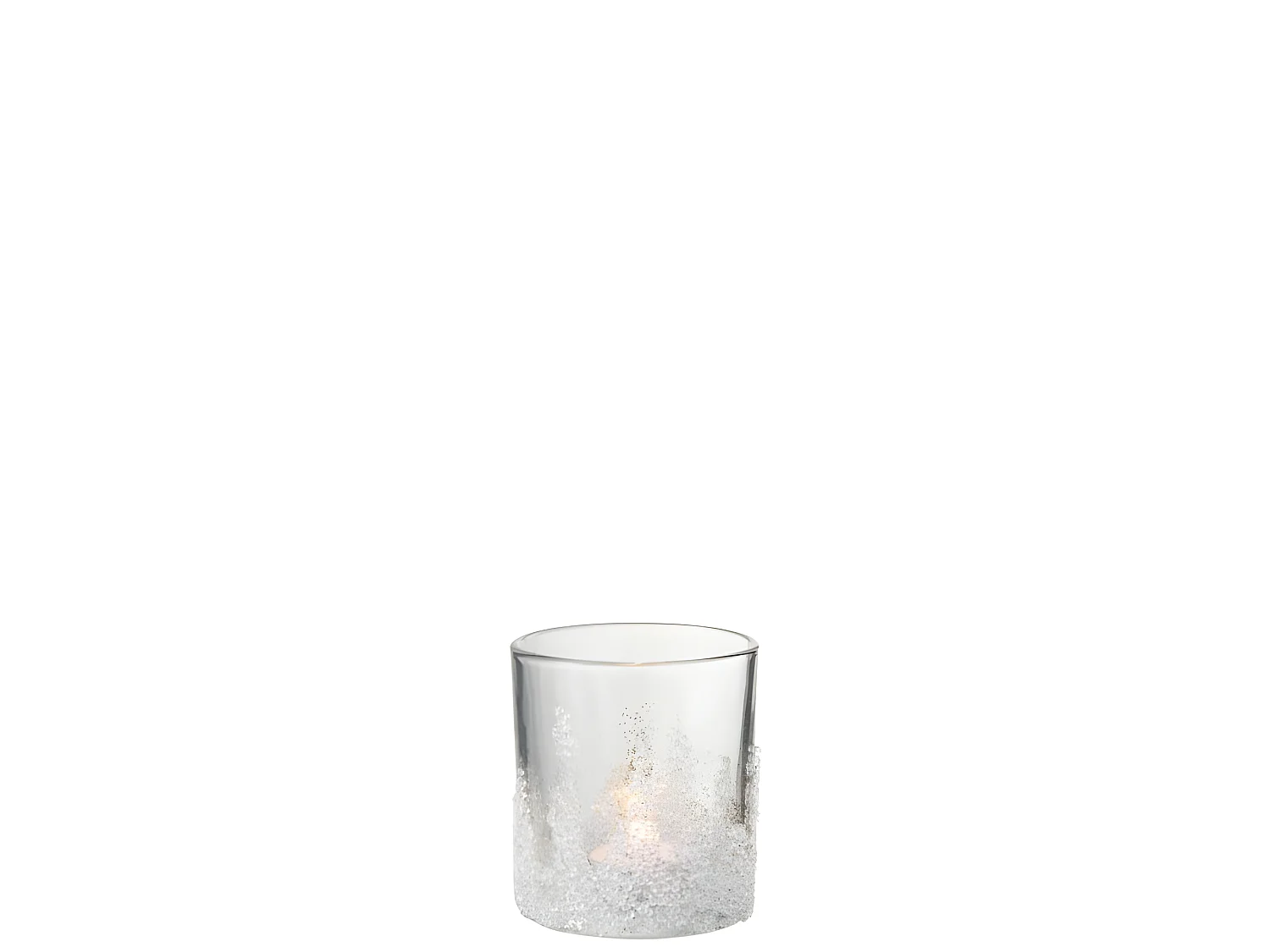 Photophore givré en verre transparent 8.5x8.5x10 cm