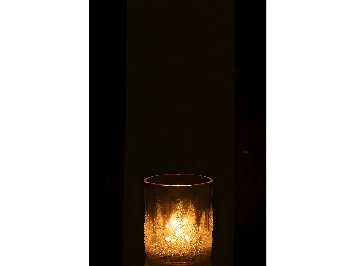 Photophore givré en verre transparent 8.5x8.5x10 cm