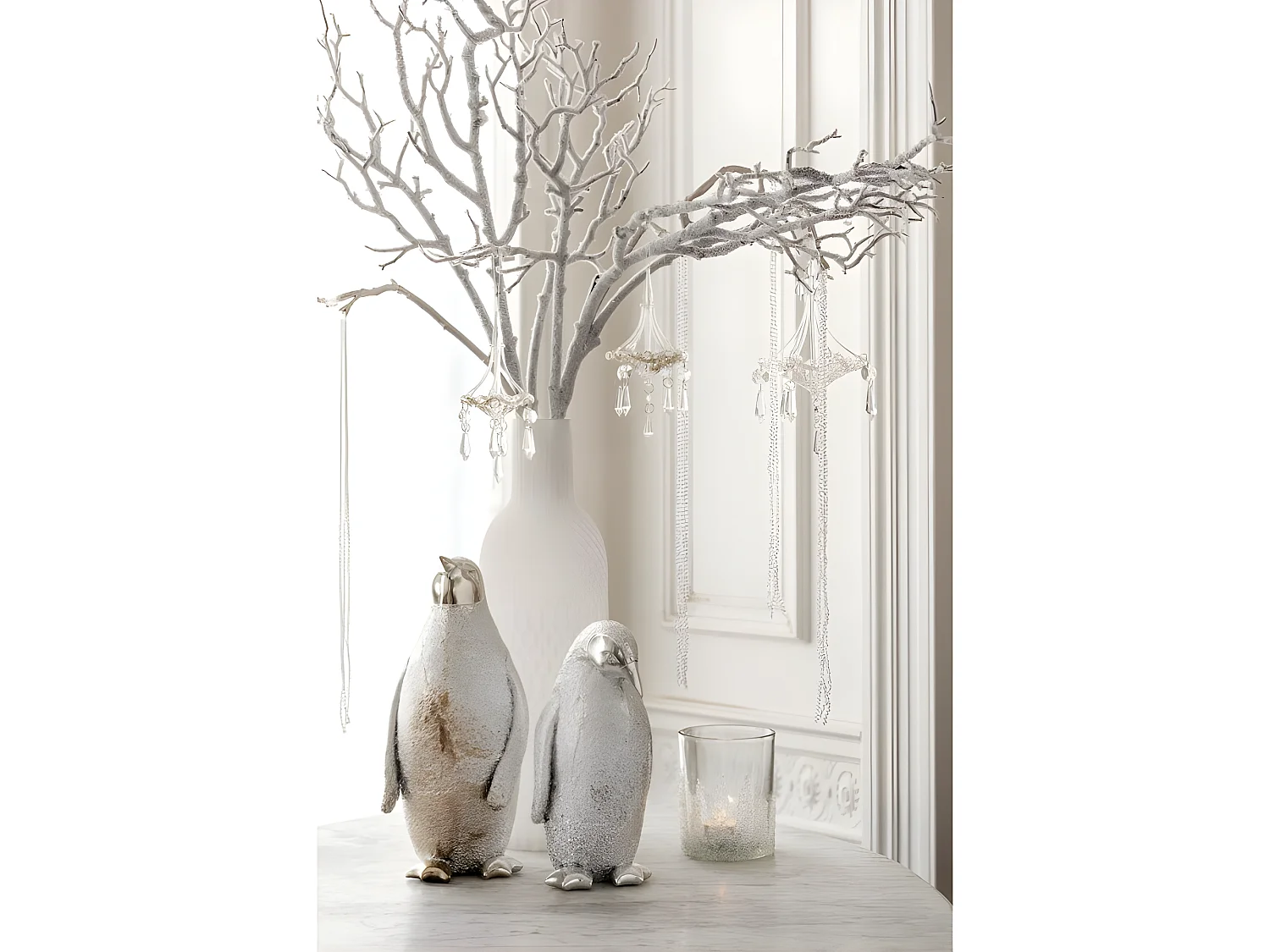 Photophore givré en verre transparent 8.5x8.5x10 cm