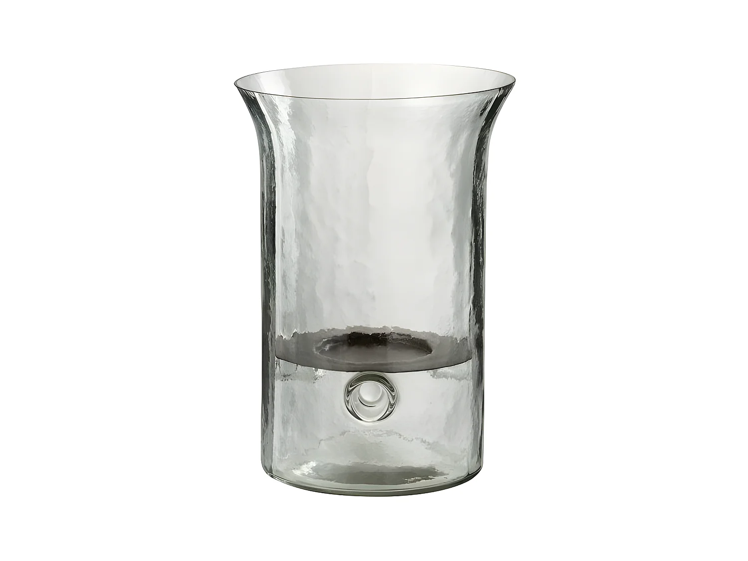 Candelabro de vidrio transparente de 19x19x27 cm.