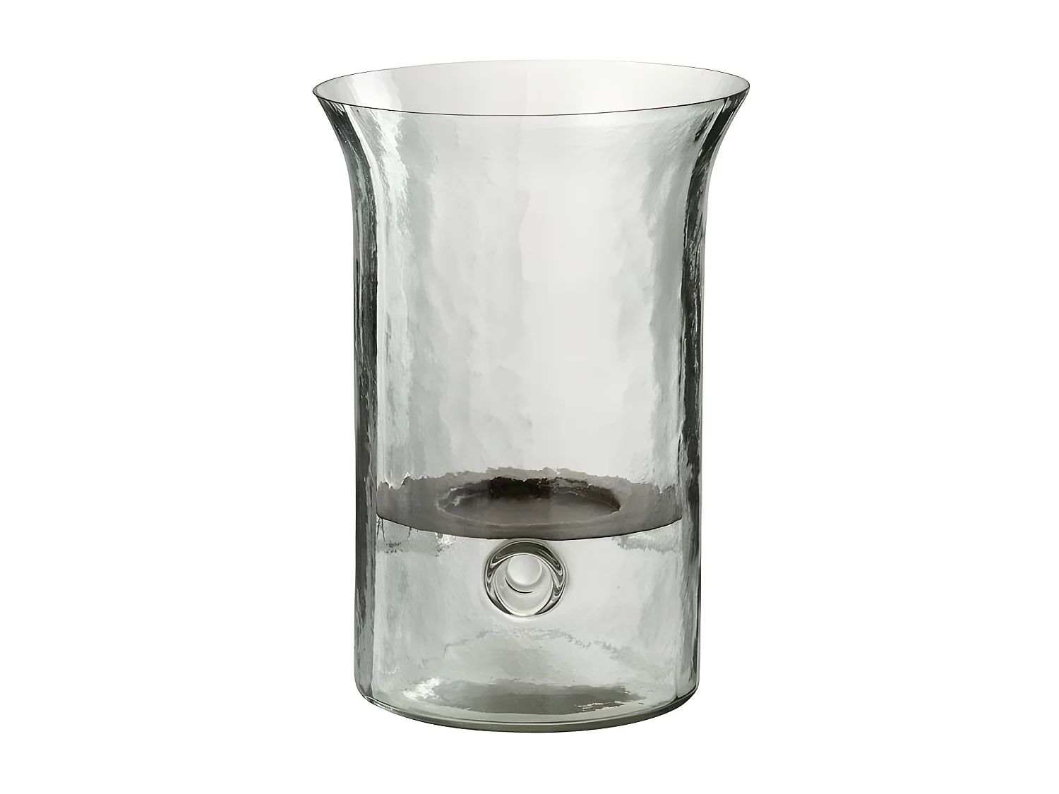 Candelabro de vidrio transparente de 19x19x27 cm.