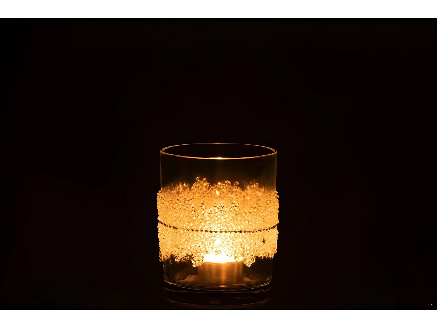 Photophore en verre transparent 10.5x10.5x12.5 cm