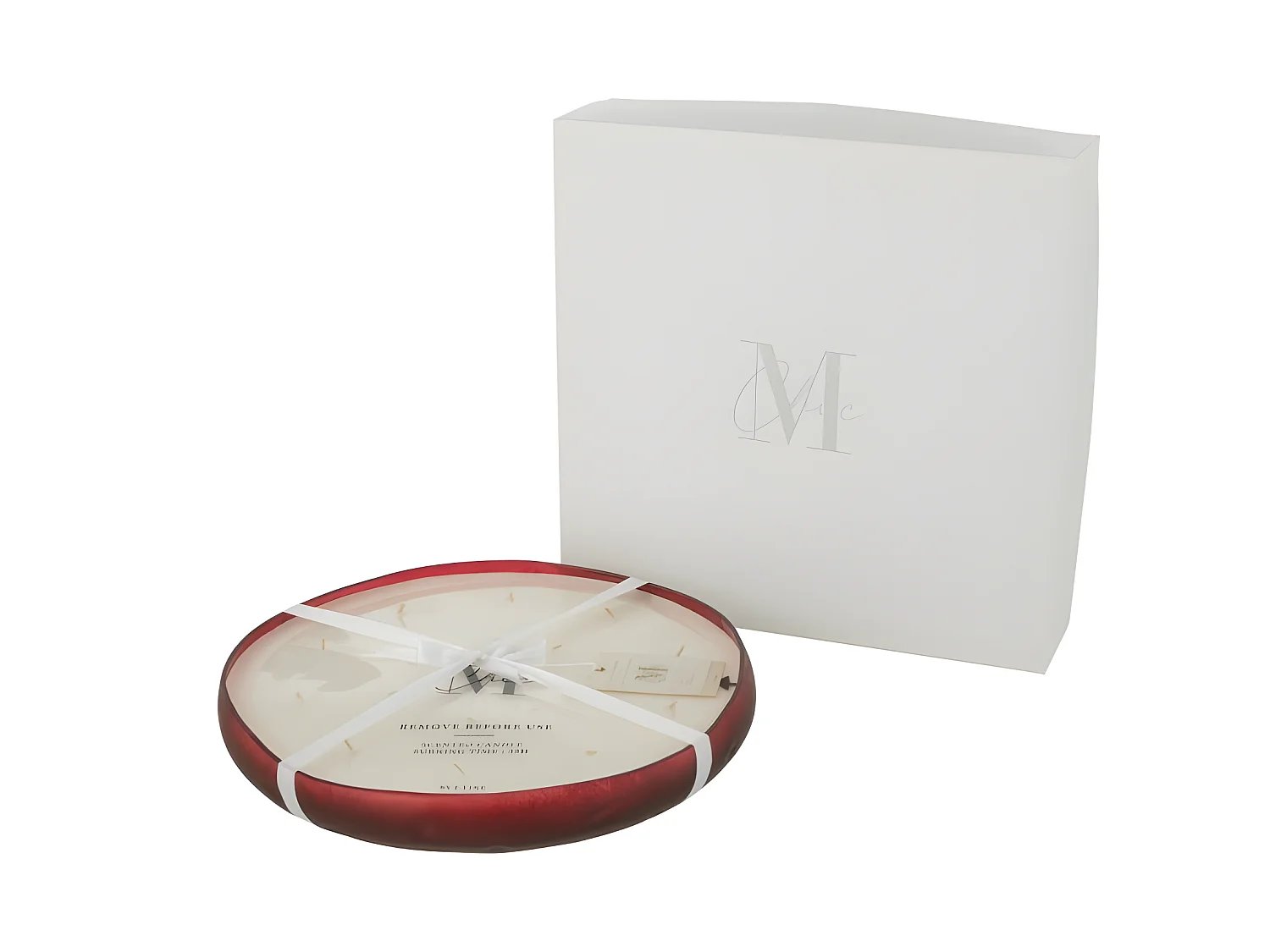 Vela perfumada plana en tarro de vidrio rojo de 37x37x5 cm