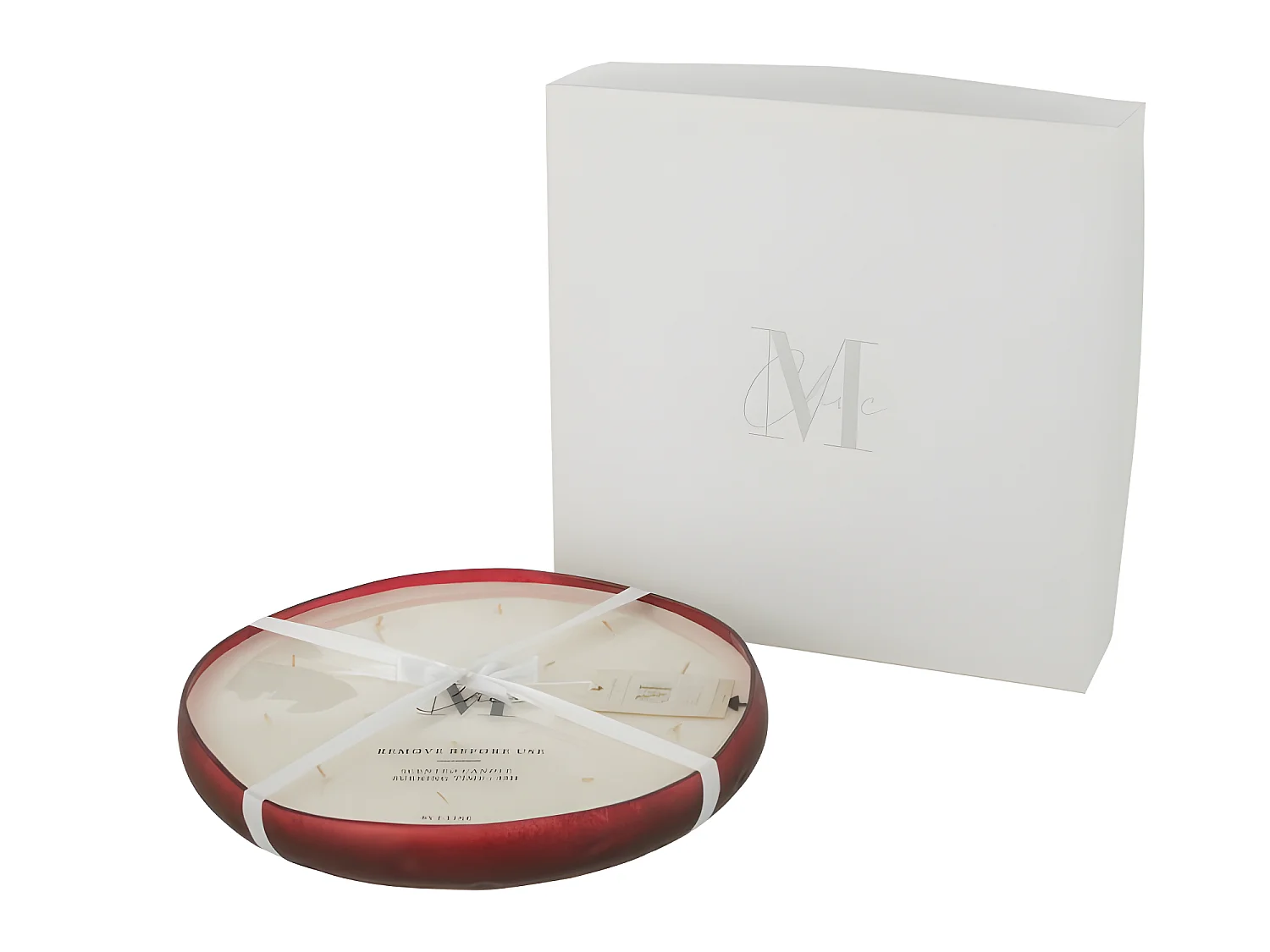 Vela perfumada plana en tarro de vidrio rojo de 37x37x5 cm