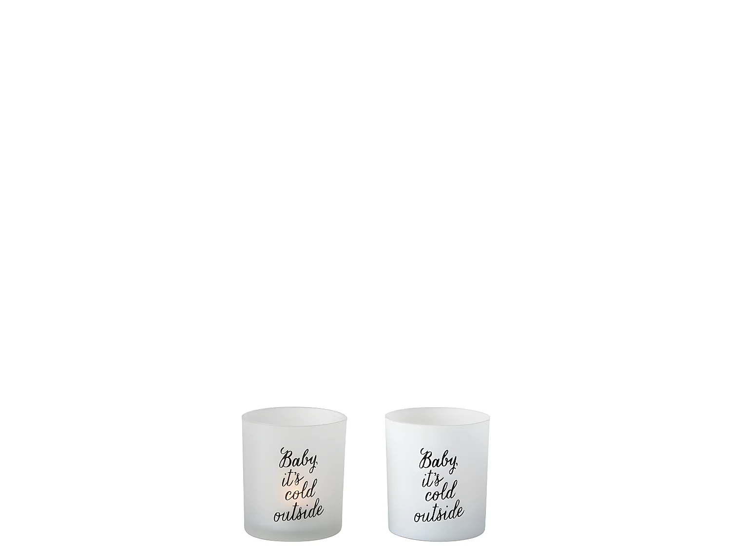 Set de 2 photophores en verre blanc 7x7x8 cm