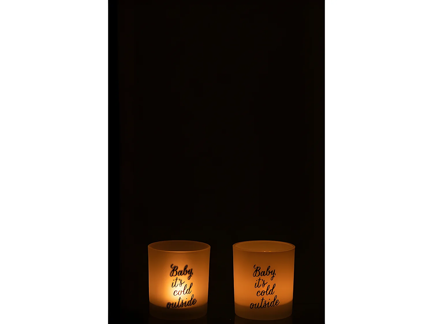 Set de 2 photophores en verre blanc 7x7x8 cm