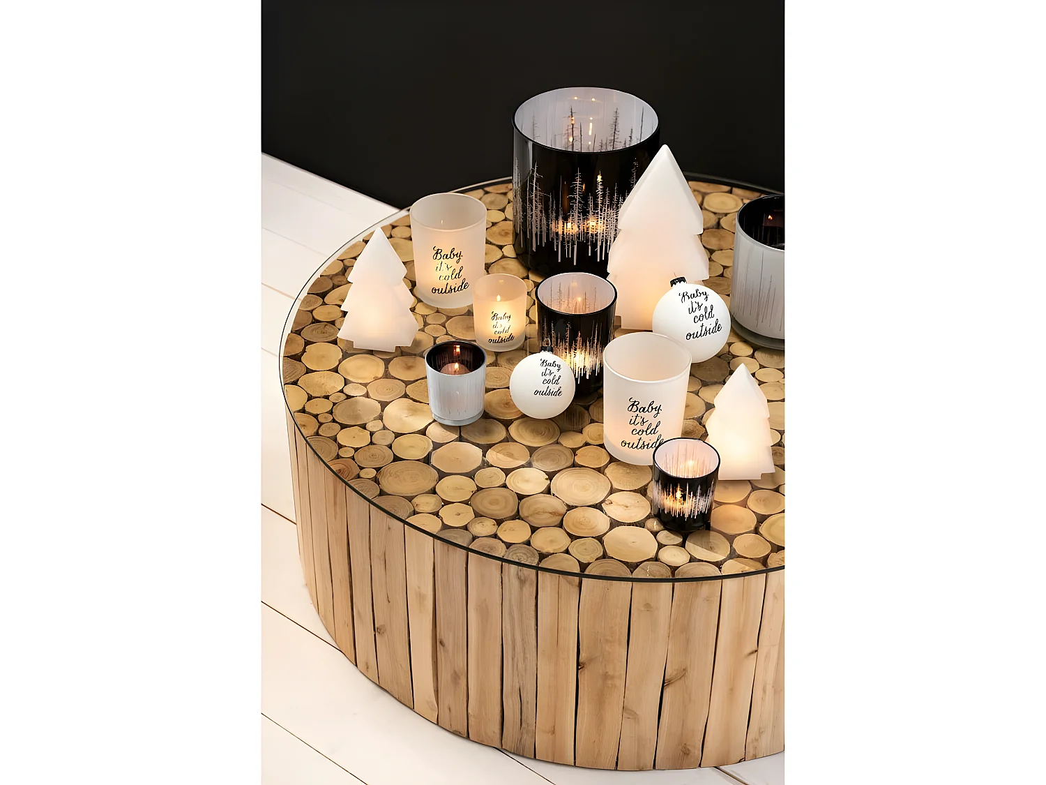 Set de 2 photophores en verre blanc 7x7x8 cm