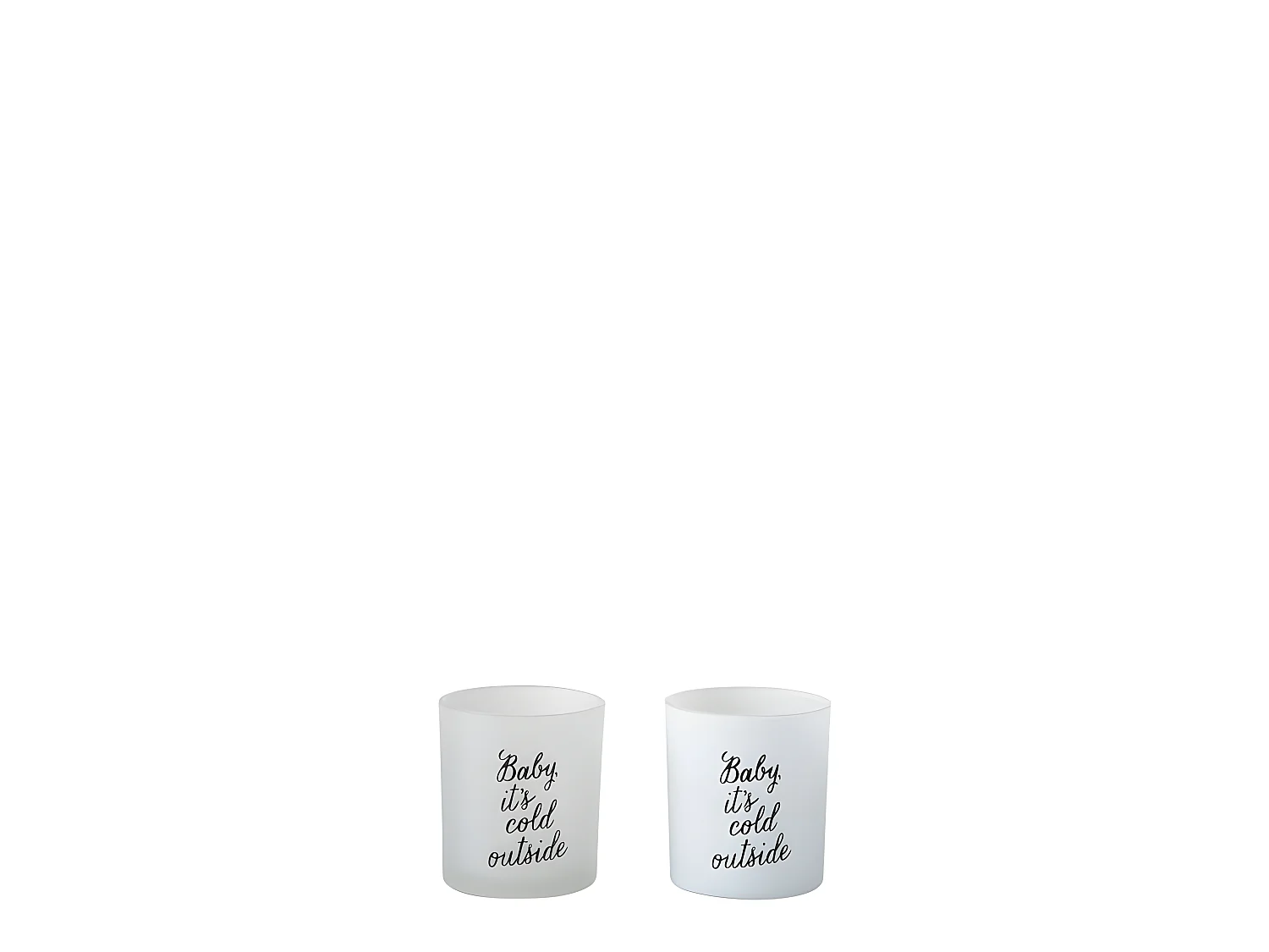 Set de 2 photophores en verre blanc 7x7x8 cm