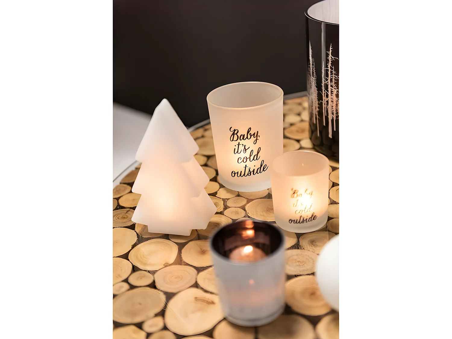 Set de 2 photophores en verre blanc 7x7x8 cm