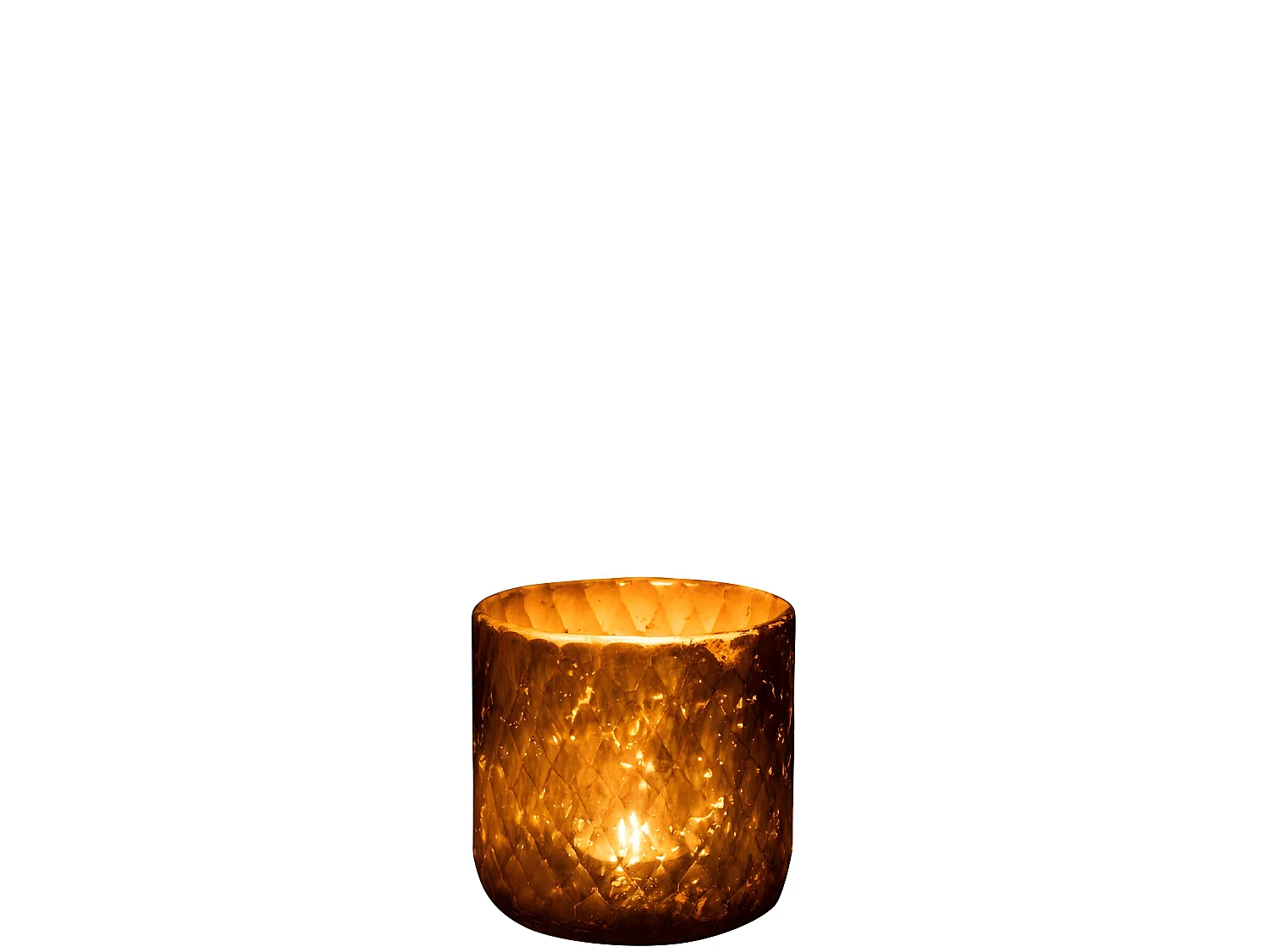 Portavelas cuadriculado cristal oro Alt. 14 cm