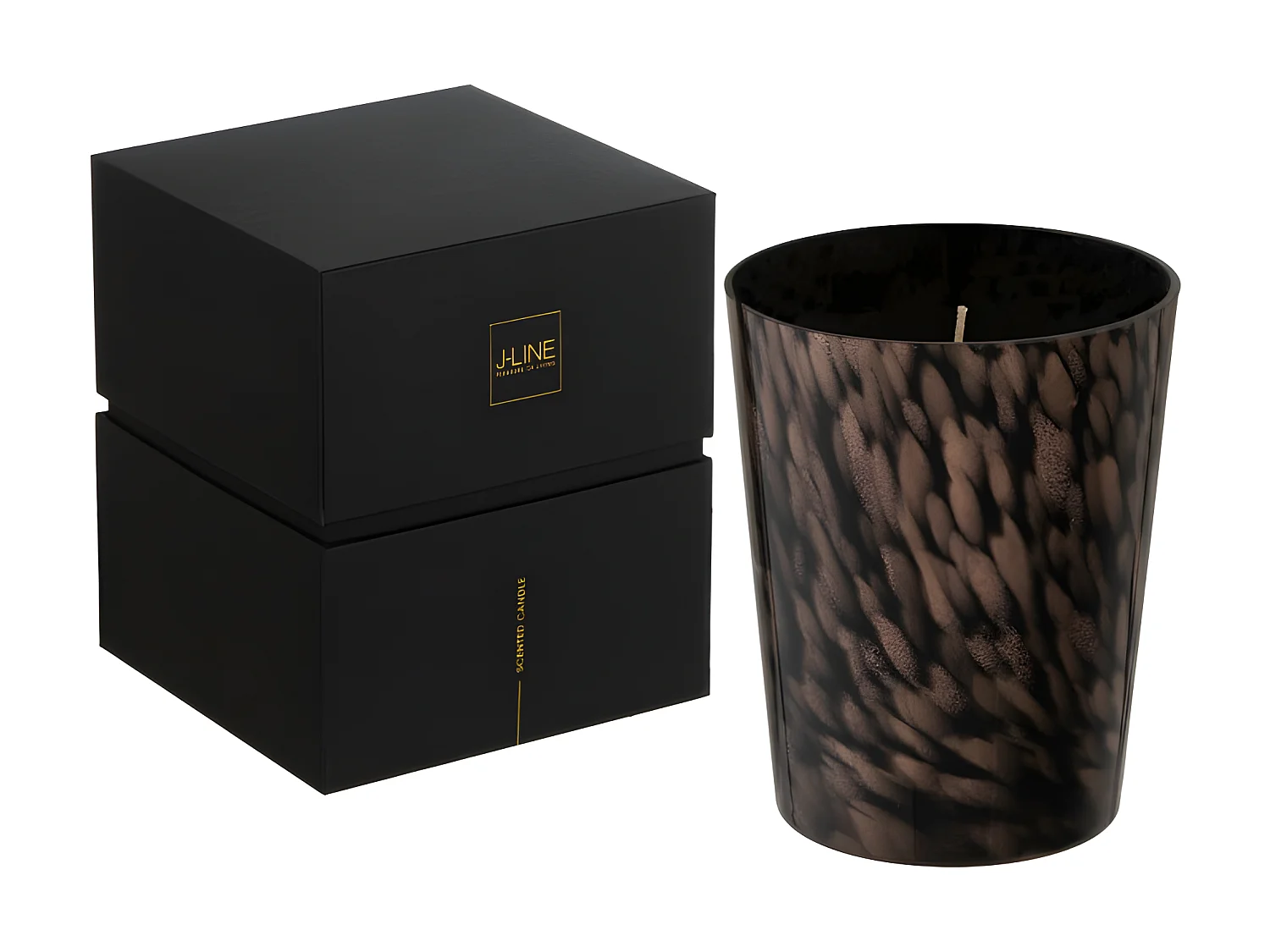 Vela perfumada noa sándalo negro/oro-68h Alt. 16 cm