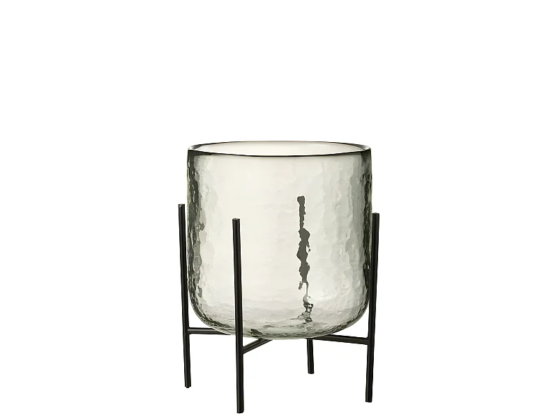 Lámpara de pie de acero con vidrio transparente de 17x17x23 cm