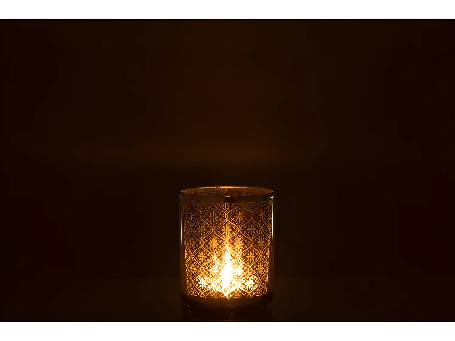 Portavelas de vidrio plateado 10x10x12.5 cm