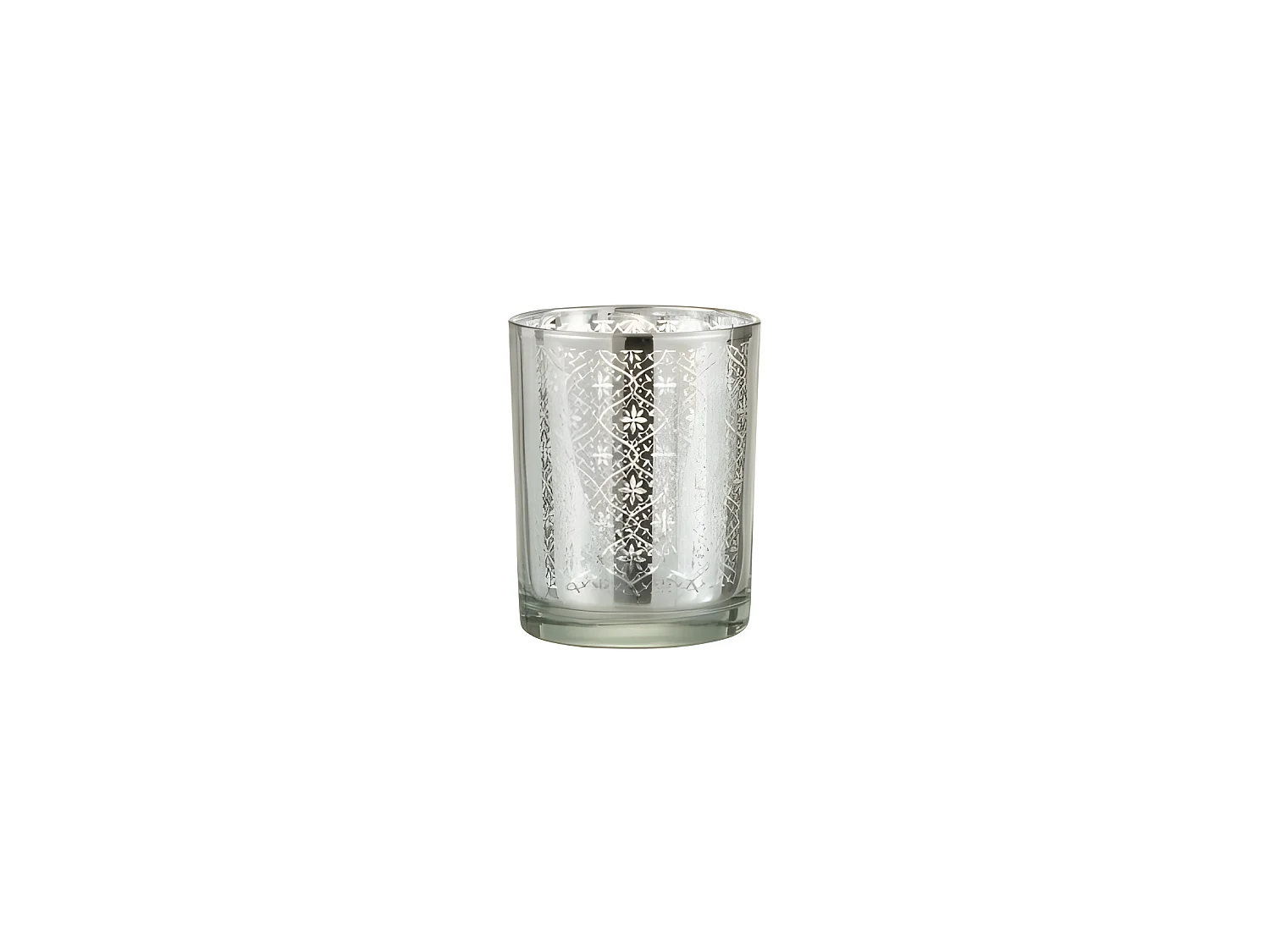 Photophore en verre argent 10x10x12.5 cm