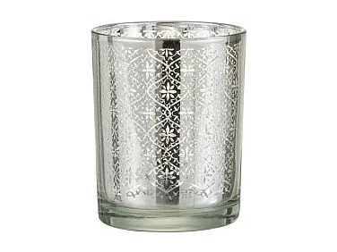 Photophore en verre argent 10x10x12.5 cm