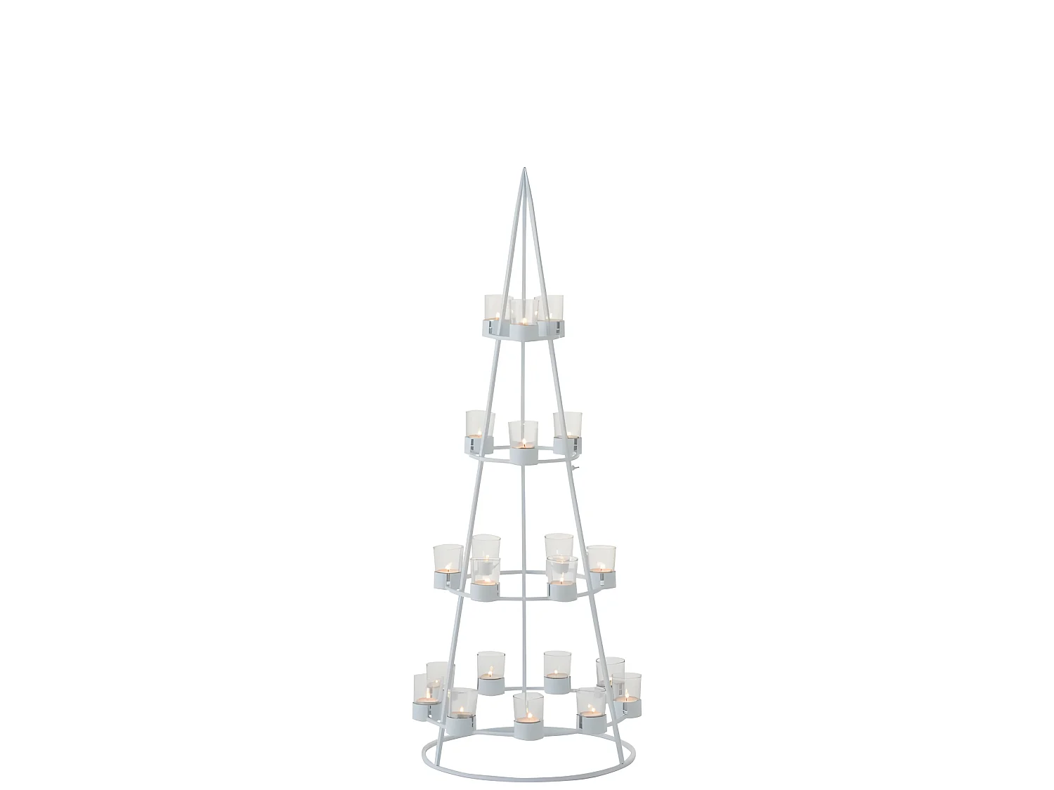 Árbol con 21 portavelas de vidrio en metal blanco 42x42x110 cm