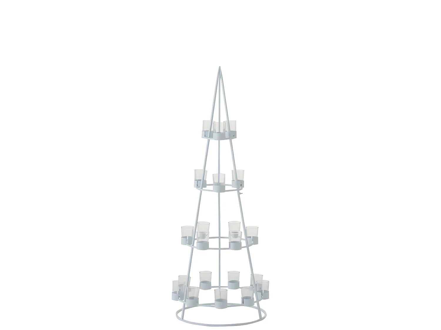 Árbol con 21 portavelas de vidrio en metal blanco 42x42x110 cm