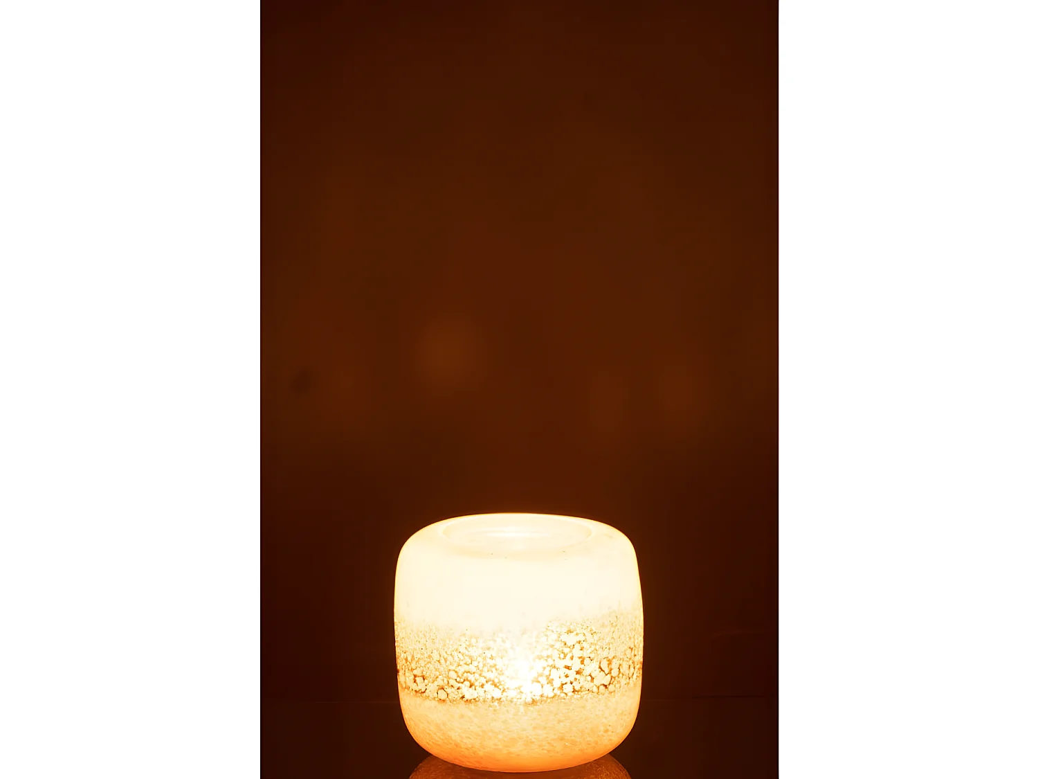 Portavelas de vidrio marrón y beige de 14x14x13cm