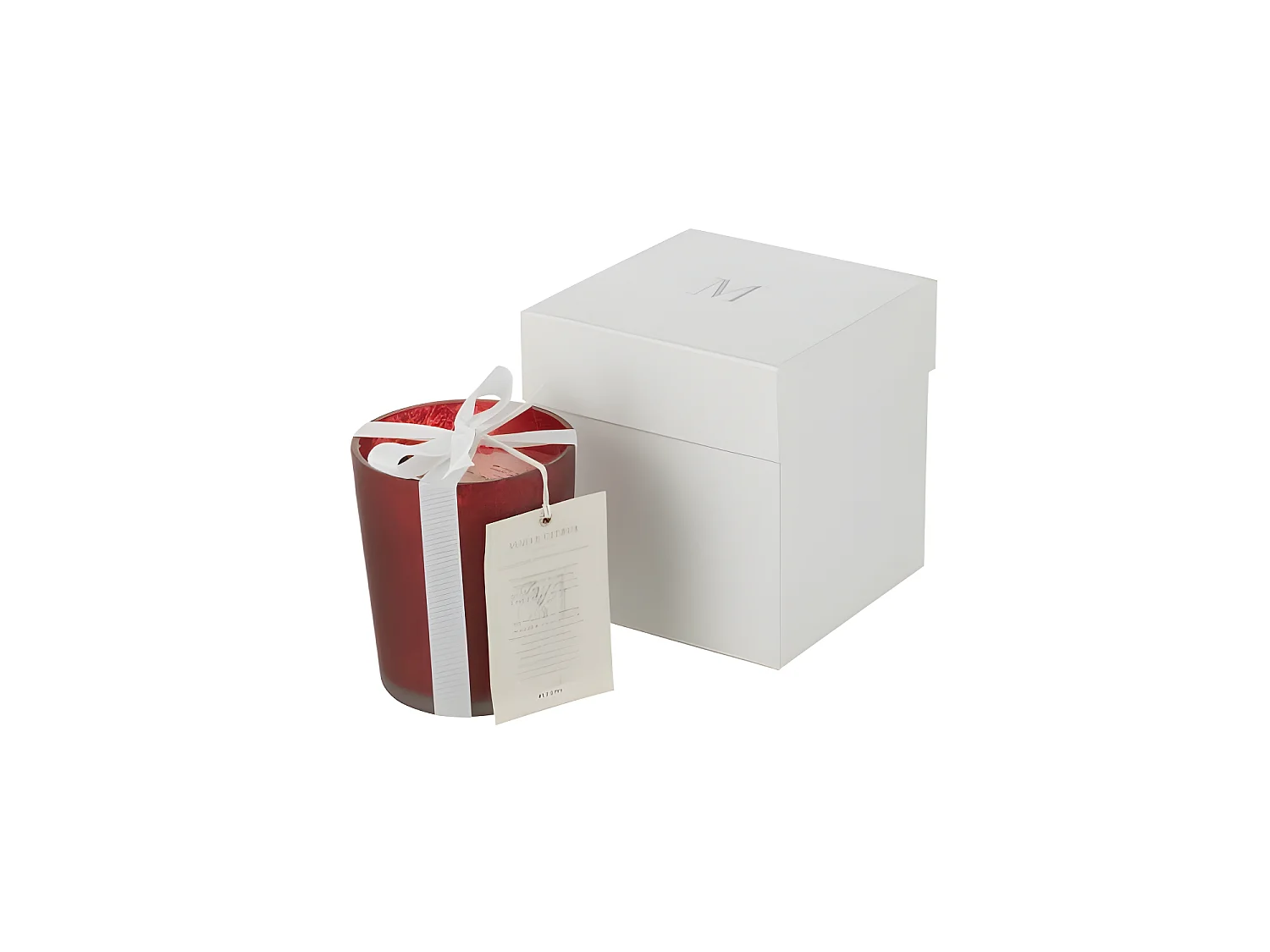 Vela perfumada de 48 horas en tarro de vidrio rojo de 10x10x11.5 cm