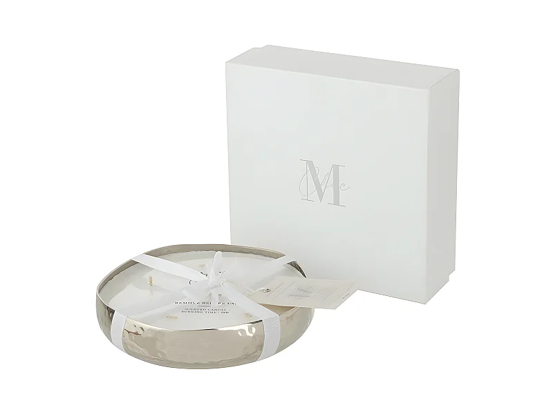 Vela perfumada livia metal plata 31x31 cm