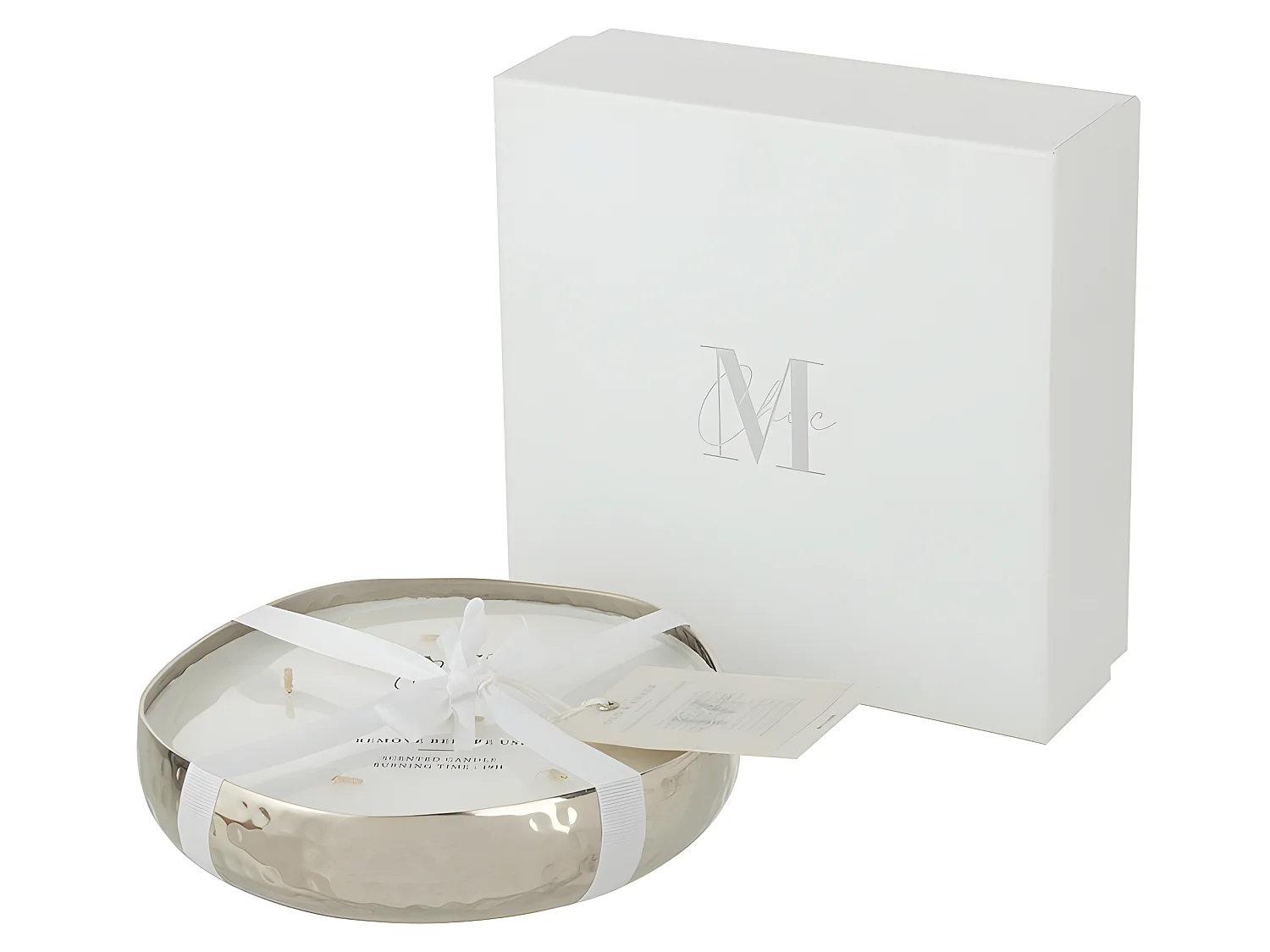 Bougie parfumée dans pot en verre argent 31x31x10 cm