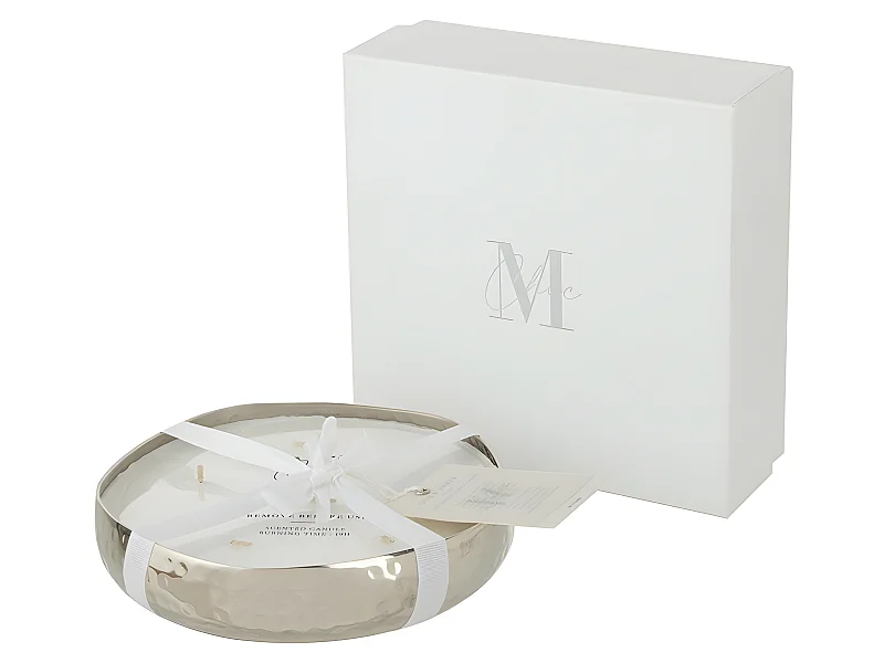 Vela perfumada livia metal plata 31x31 cm