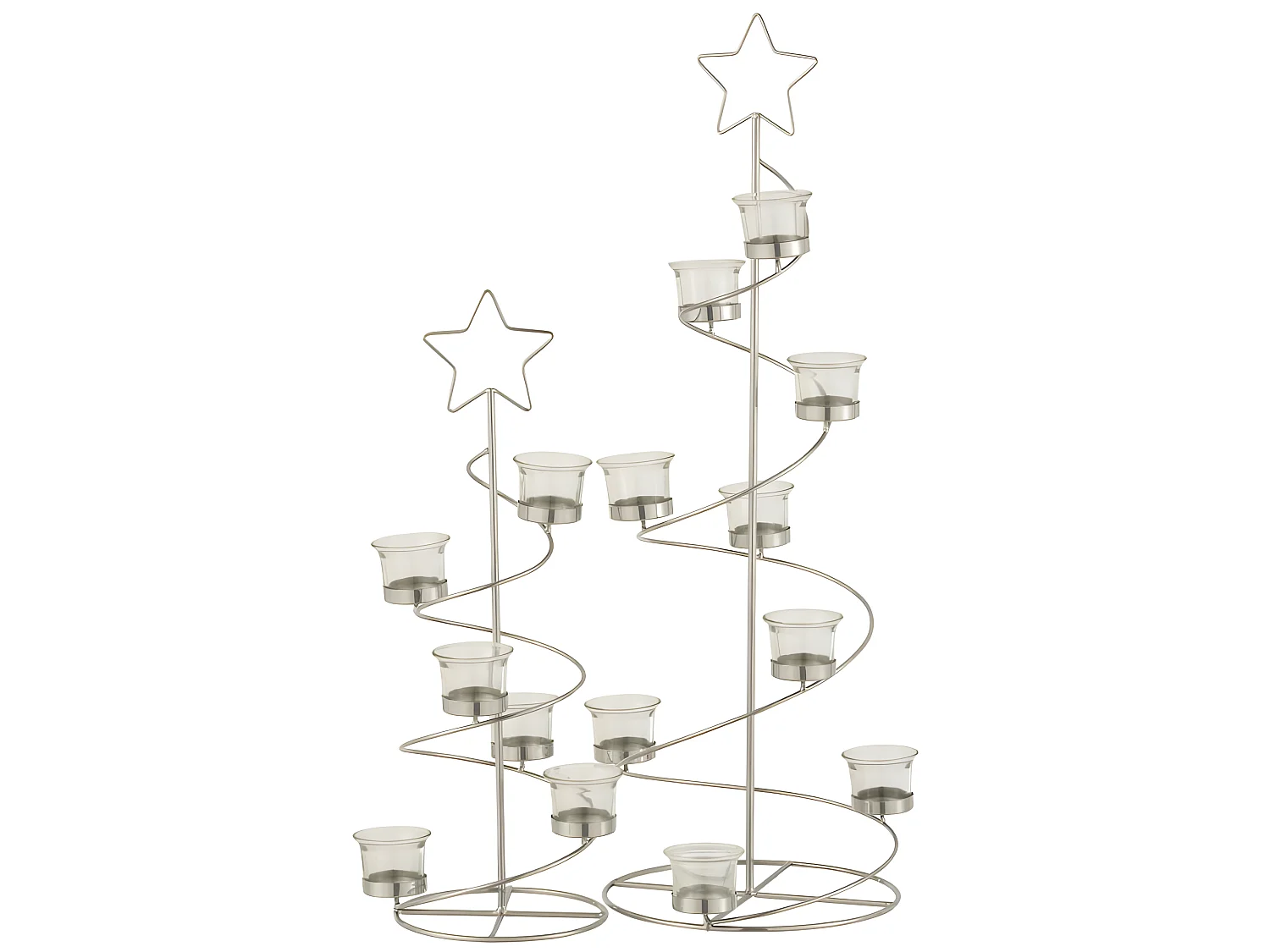 Portavelas árbol espiral hierro/cristal plata Alt. 71 cm