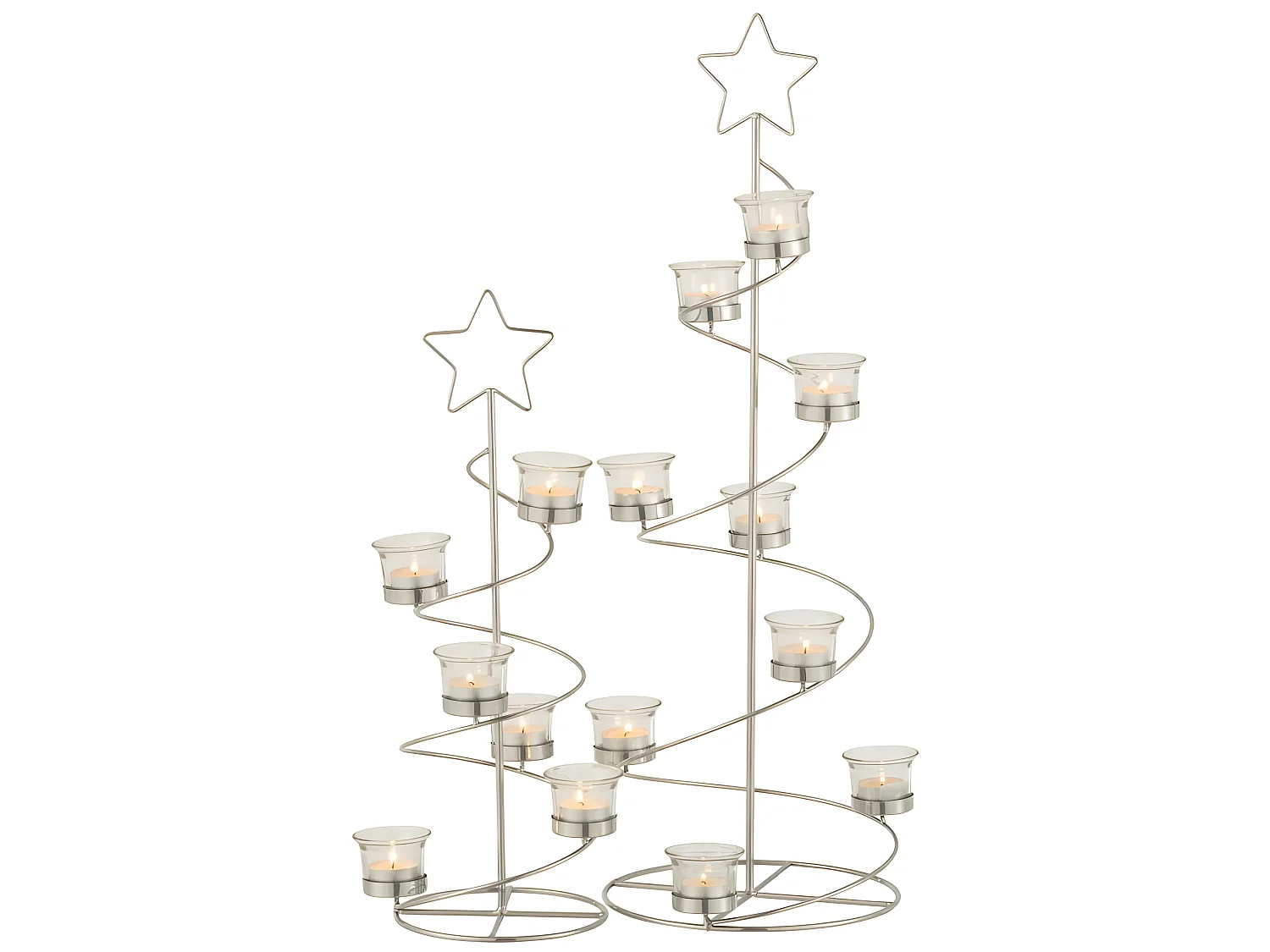 Portavelas árbol espiral hierro/cristal plata Alt. 71 cm