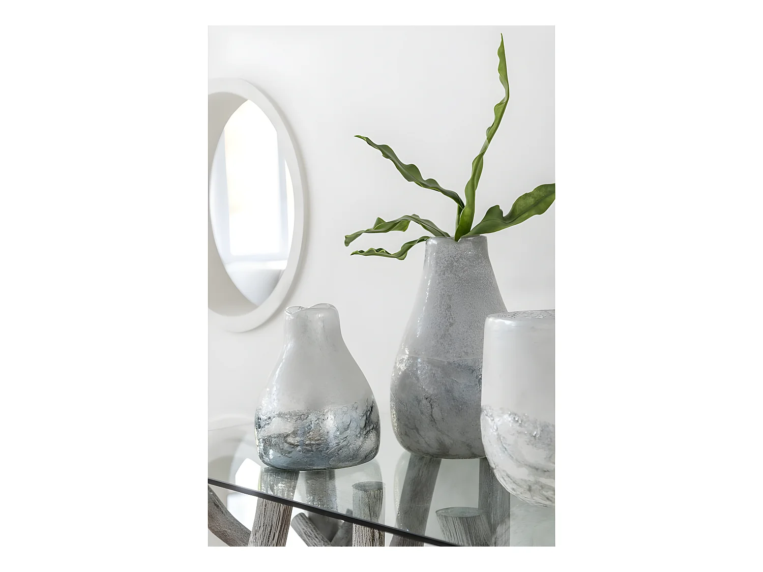 Portavelas scavo cristal gris Alt. 22 cm