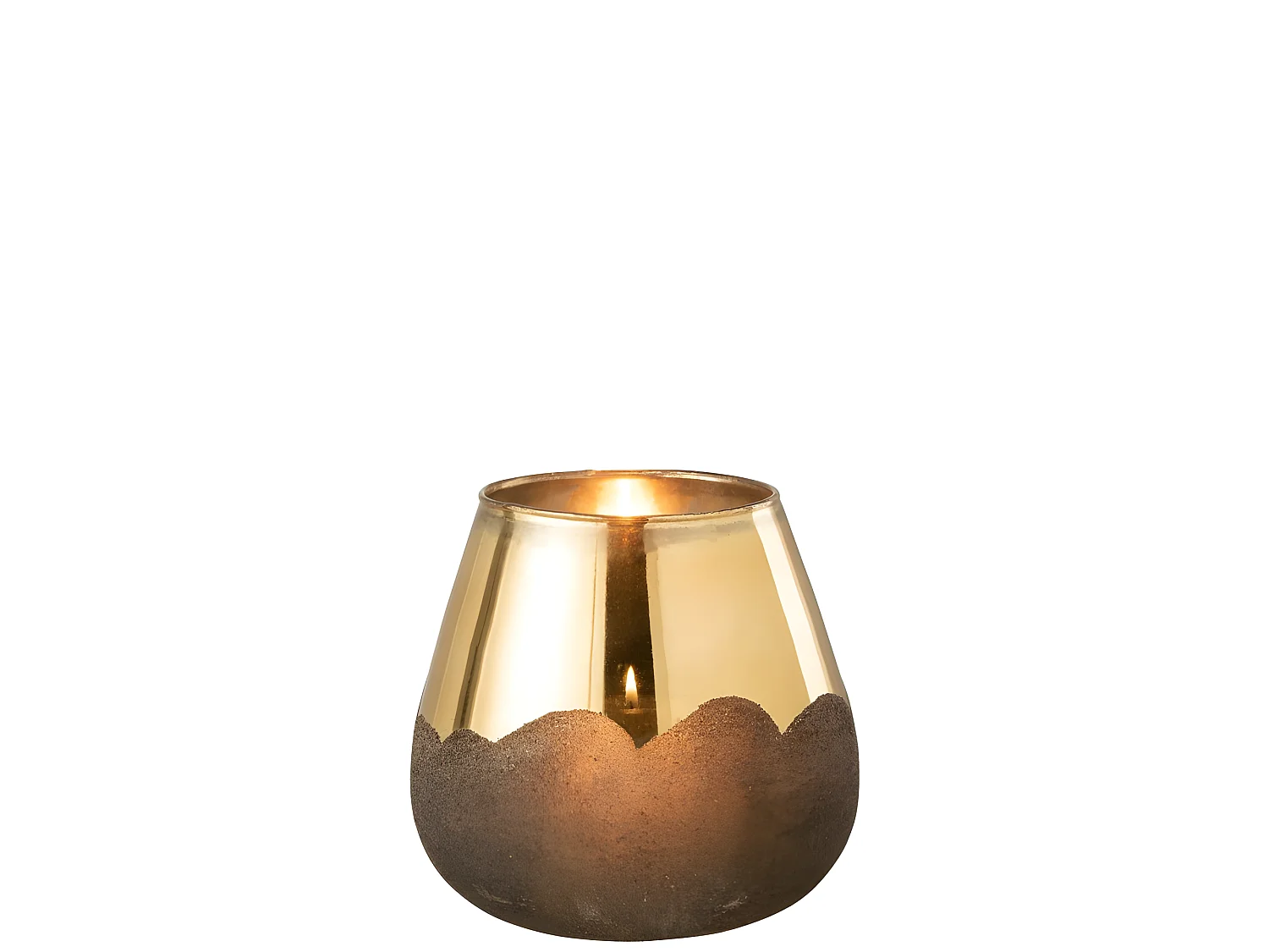 Portavelas nevada cristal oro Alt. 19 cm