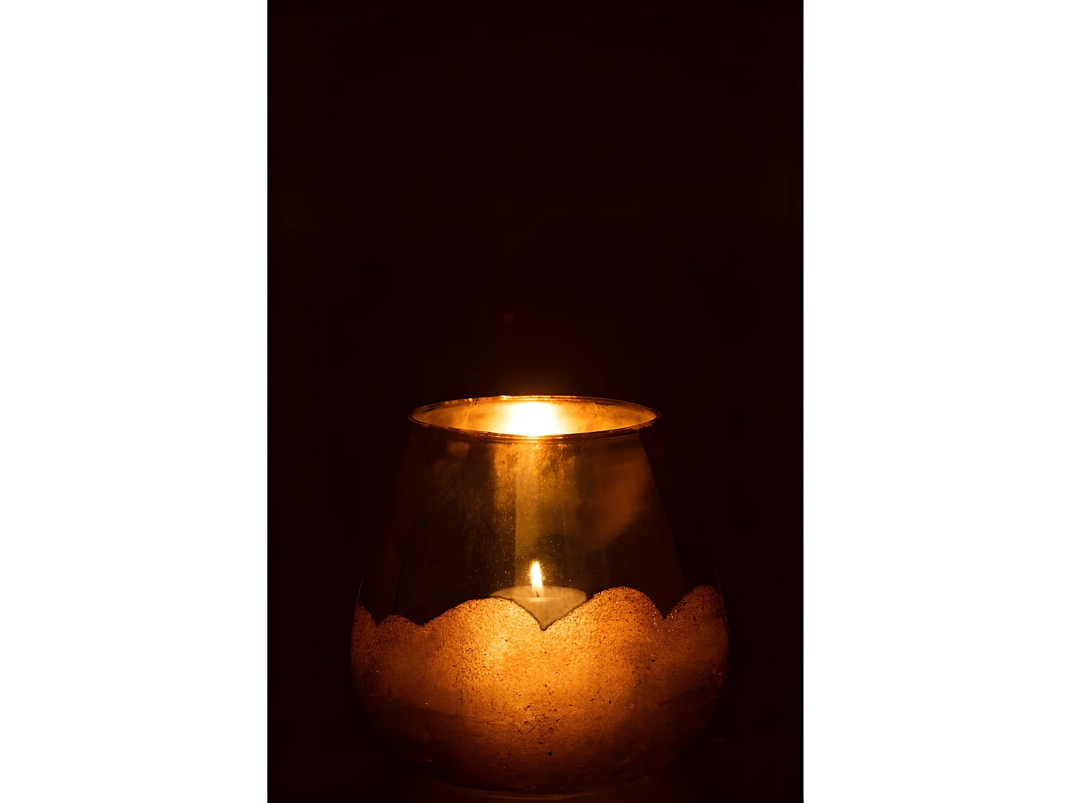 Portavelas nevada cristal oro Alt. 19 cm