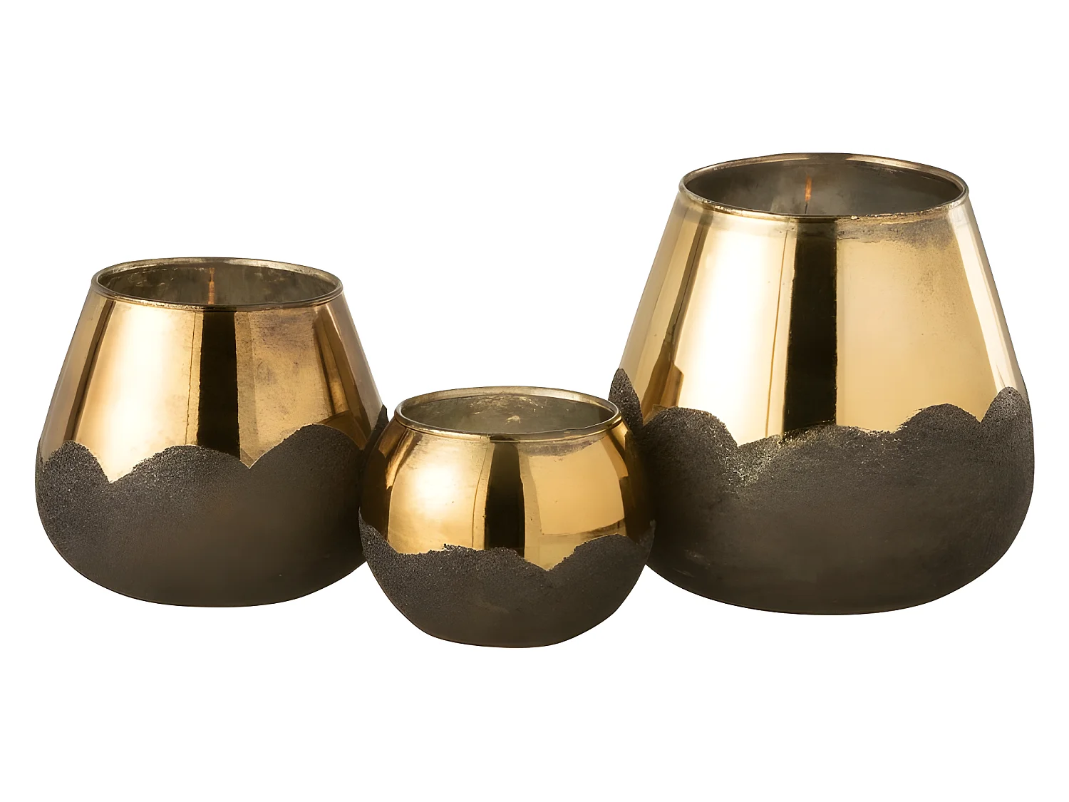 Portavelas nevada cristal oro Alt. 19 cm