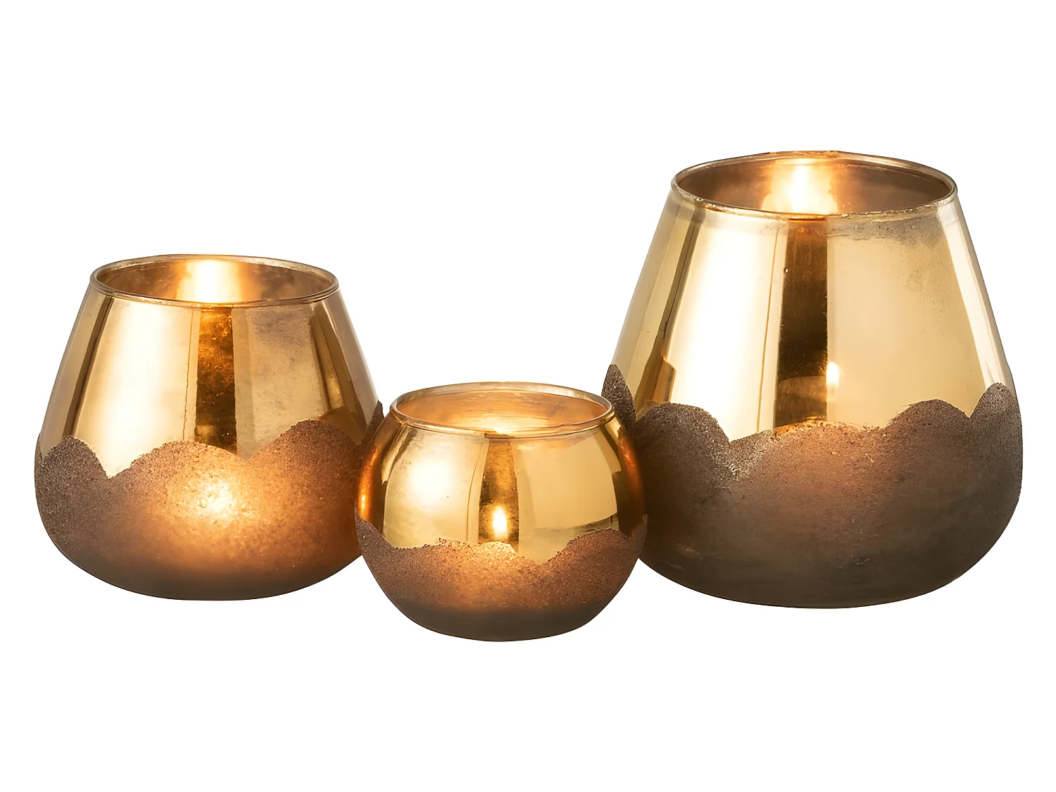 Portavelas nevada cristal oro Alt. 19 cm