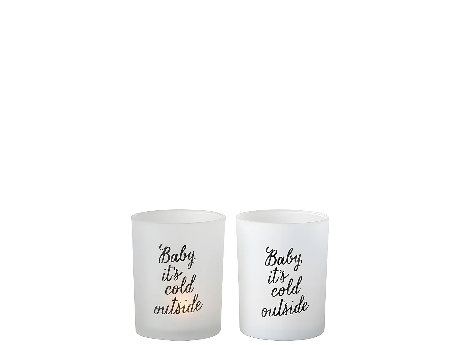 Set de 2 photophores en verre blanc 10x10x12 cm