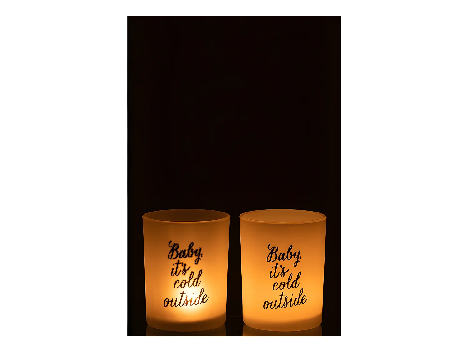 Set de 2 photophores en verre blanc 10x10x12 cm