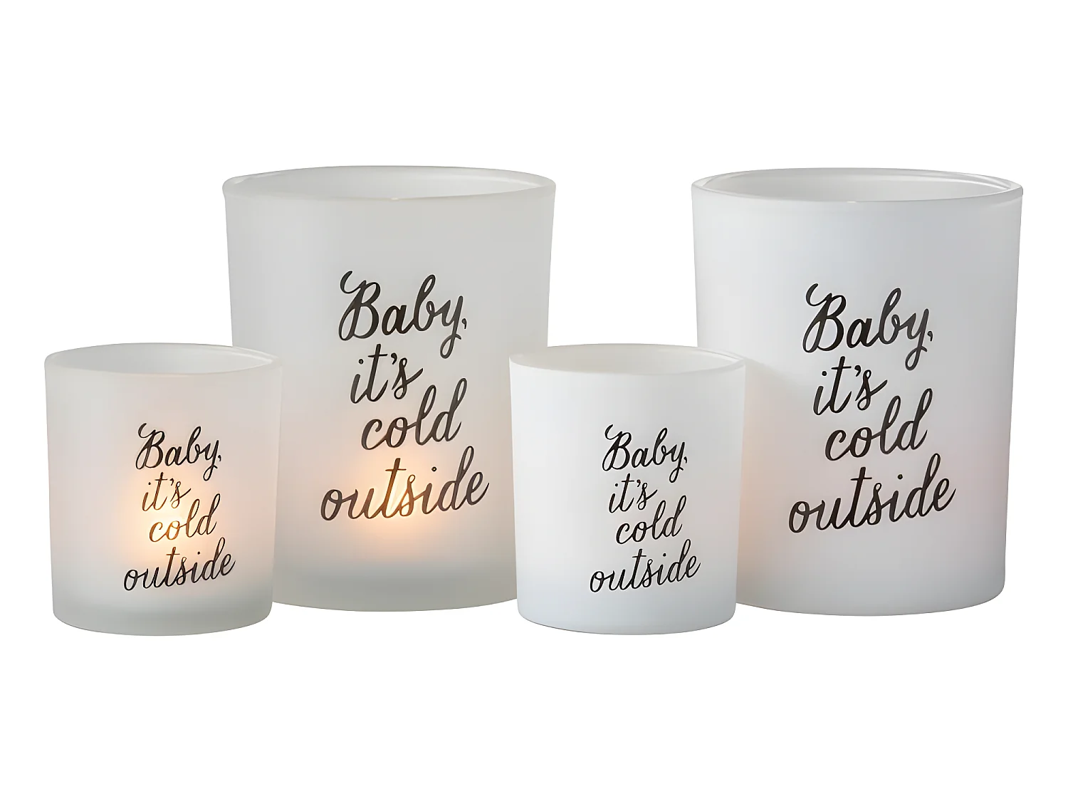 Set de 2 photophores en verre blanc 10x10x12 cm