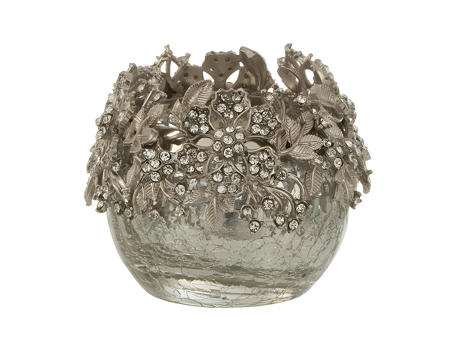 Portacandela in metallo argentato 8x8x8 cm