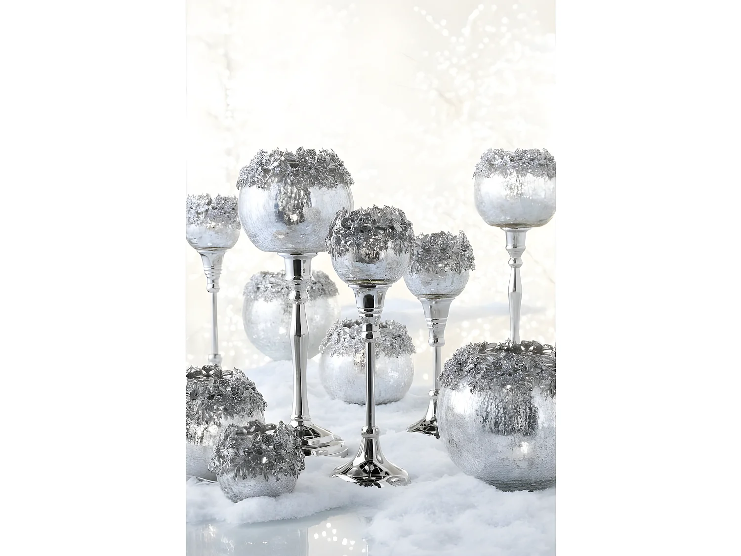 Photophore en métal argent 8x8x8 cm