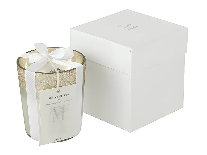 Candela profumata in vetro argento 10x10x12 cm