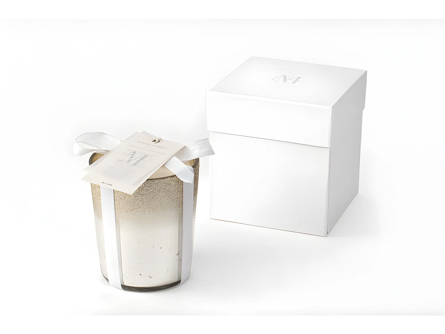 Candela profumata in vetro argento 10x10x12 cm