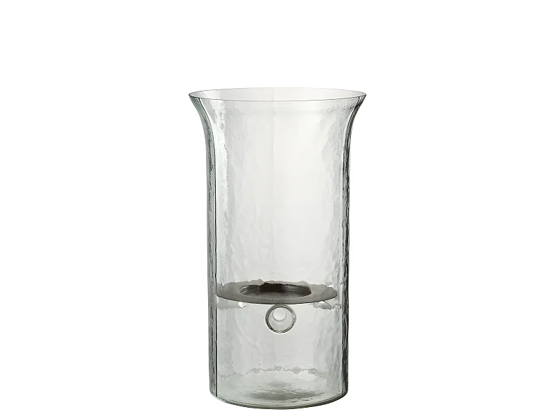 Candelabro de vidrio transparente de 19x19x33 cm.