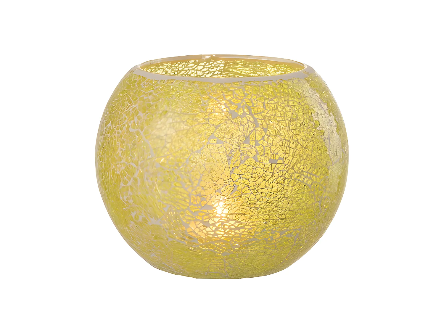 Portacandela in vetro giallo 20.5x20.5x17 cm