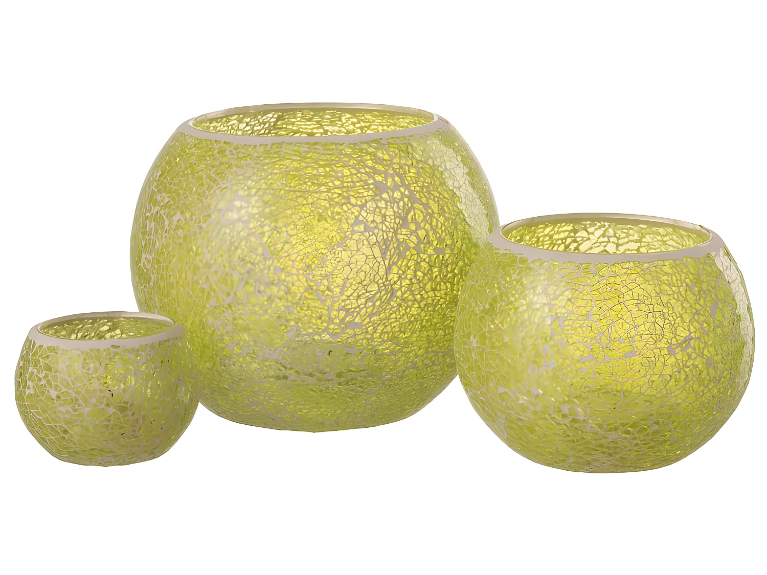 Portavelas mosaicos redondo cristal amarillo Alt. 17 cm