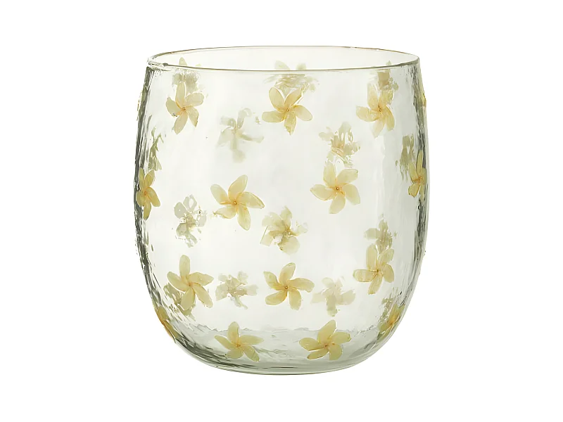 Portavelas con flores de vidrio multicolor 19x19x20 cm