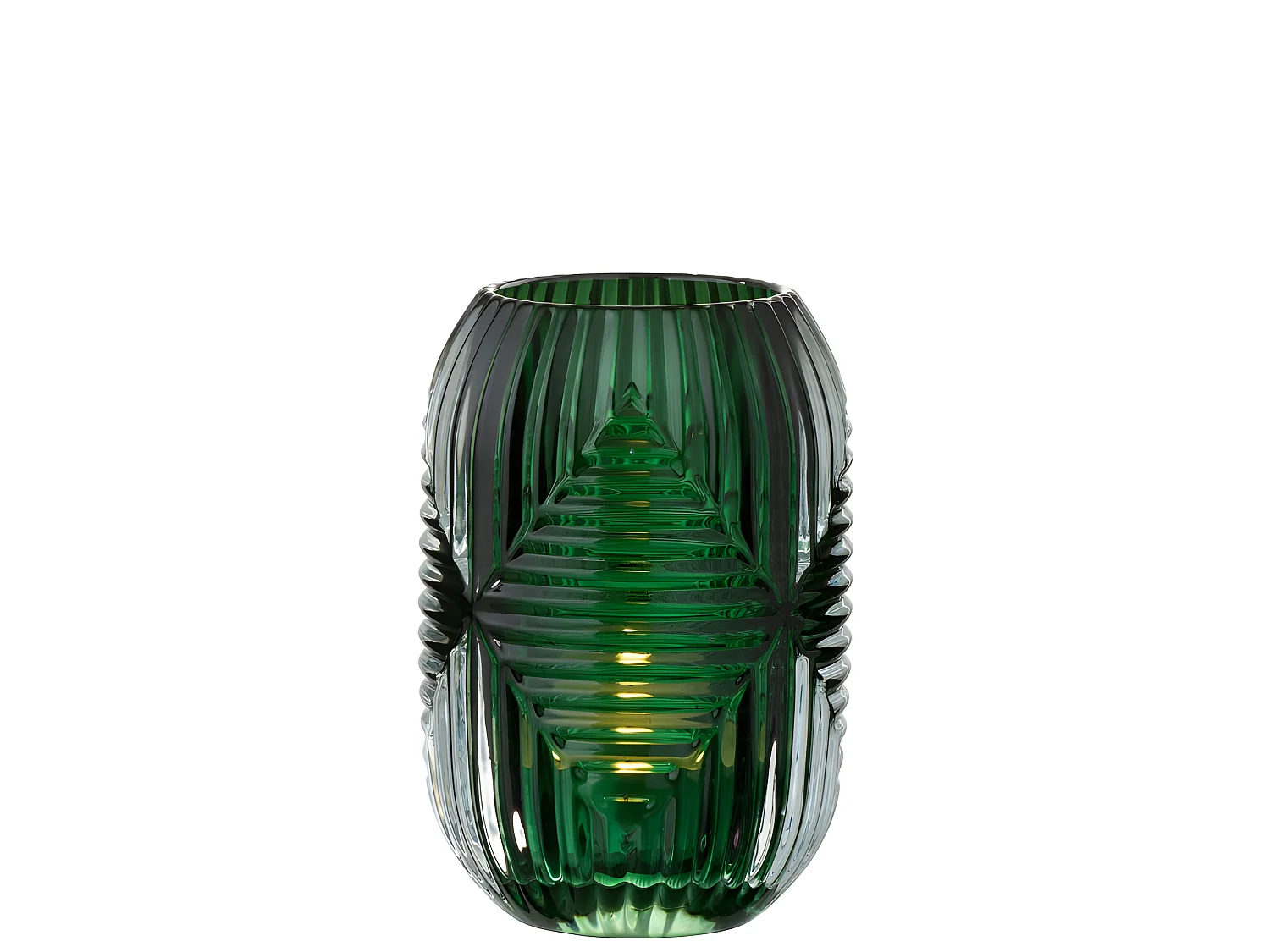 Portavelas de vidrio verde 9x9x13 cm